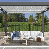 Pergola motorisée MEIXIN ORLANDO avec porte coulissante, trois côtés vitrés, éclairage LED pour villa, véranda, patio