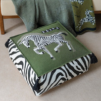 Housse et insert de pouf ottoman de luxe personnalisables à motif zèbre, lavables, pour assise au sol style bohème, prix de gros