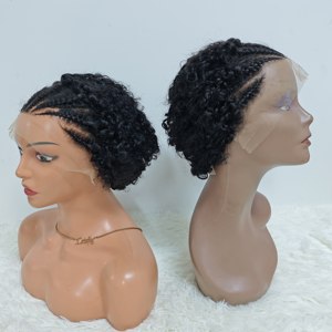 $23 Promotion Letsfly <b>Braid</b> 13x4 Lace Frontal Short Pixie Curly <b>Wigs</b>, 100% Human Hair Natural Black Color Short Cut <b>Wigs</b> - Product Image 5