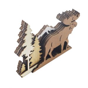 Décoration Murale en Bois Multi-Niveaux Scène Forêt 3D Noël Cerf Montagne Enneigée Écologique Vente en Gros - Product Image 4