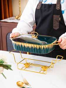 Wholesale Luxury Rectangle Ceramic Dry Pot Food Warmer <b>Set</b> Chafing Dish Wedding Hotel Equipment Hot Pot <b>Cookware</b> <b>Sets</b> with Lid - Product Image 4