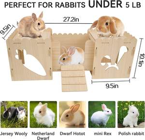 Ahşap tavşan kale hideout tünel oyun evi merdiven ve tünel için uygun kadife sıçan gine domuz hamster hideout - Product Image 3