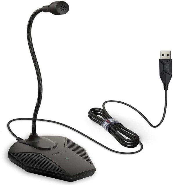 USB Omnidirectional  Gooseneck Microphone Condenser Micro Mute Button with LED  for PC & Laptop Gaming