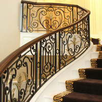Rampe d'escalier murale sans cadre en acier inoxydable préfabriqué et en fer forgé / Rampe d'escalier intérieure décorative pour villa