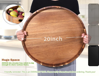 Plateau de service rond extra large en bois d'acacia massif pour table basse ottoman, grand plateau de cuisine, planche à fromage, plateau à charcuterie