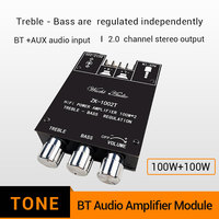 ZK-1002T AUDIO WUZHI Model Upgrade aplikasi 100W * 2 modul suara Bass Treble BT 5.0 modul papan Amplifier Speaker Subwoofer