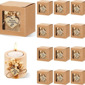 Porte-bougie chauffe-plat en bois en forme de cœur, cadeau de mariage, décoration de table rustique, boîte cadeau souvenir de remerciement - Product Image 4