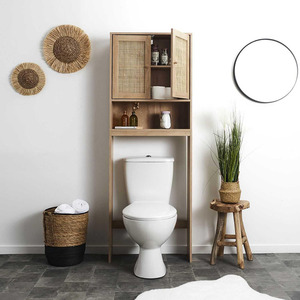 <span class=keywords><strong>Mobile</strong></span> Bagno a <span class=keywords><strong>Doppia</strong></span> <span class=keywords><strong>Anta</strong></span> in Legno Naturale 60x22x170cm, in Truciolato con Finitura in Melaminico Effetto Rattan - Product Image 2