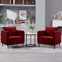 Fauteuil d'appoint moderne en velours avec accoudoirs matelassés à rainures verticales, pieds en métal, confortable, pour salon et chambre à coucher