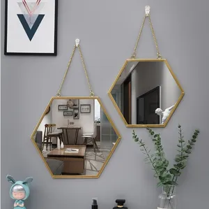 Hexagonal Wall Mounted Mirror For Bathroom And Dormitory Wall Mounted Makeup Mirror