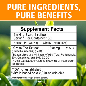 OEM ODM Green Tea Extract <b>Vegan</b> Softgels with High EGCG Promotes Metabolic Function Ary Supplement High EGCG <b>Vegan</b> Softgels - Product Image 2