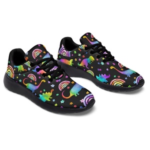Zapatillas Deportivas al por Mayor de Fábrica, Zapatillas Personalizadas con Estampado de Dinosaurios Arcoíris, Zapatillas Ligeras Casuales para Caminar para Mujer - Product Image 3