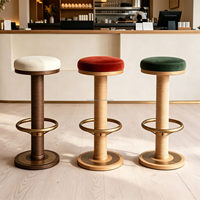 HOMU Tabourets de bar contemporains en velours et bois massif avec repose-pieds, chaises de salle à manger durables et écologiques pour cafés et restaurants