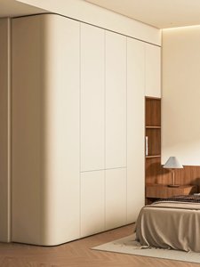 Lemari Pakaian Kamar Tidur Modern Desain Kustom Tahan Lama Dapat Disesuaikan Ramah Lingkungan Kapasitas Besar Pintu MDF Rakitan Datar - Product Image 3