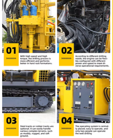 Foreuse pneumatique pour puits d'eau, moteur diesel 73 kW, forage de 130-305 mm, pour couches montagneuses/rocheuses, forage géothermique, irrigation