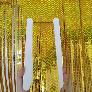 1x2M Laser Ripple Rain Silk Curtain Foil Tinsel Fringe Curtain Party Backdrop Birthday Baby Shower Wedding Party Decorations