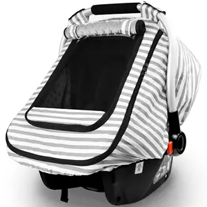 条纹印花透气网状婴儿座椅套，配有窥视窗婴儿必需品
