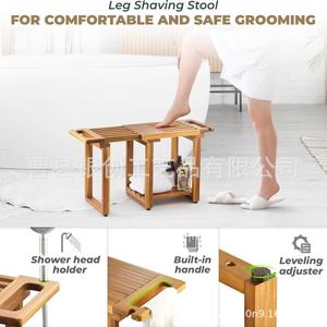 Wooden <b>Bathroom</b> <b>Stool</b> Extendable Shower Seat Multi Functional Step <b>Stool</b> For Home Bath Use - Product Image 3