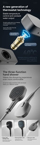 Panneau de <span class=keywords><strong>douche</strong></span> thermostatique intelligent à 360 degrés avec affichage numérique LED hydropower mural brossé pour appartement et hôtel - Product Image 4