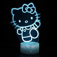 Dessin animé kitty petite veilleuse led lampe de table 3d créative