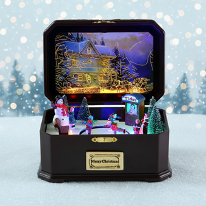 Boîte à musique avec mouvement, scène <span class=keywords><strong>de</strong></span> village <span class=keywords><strong>de</strong></span> patinage avec <span class=keywords><strong>bonhomme</strong></span> <span class=keywords><strong>de</strong></span> <span class=keywords><strong>neige</strong></span> et enfant <span class=keywords><strong>de</strong></span> <span class=keywords><strong>Noël</strong></span>, <span class=keywords><strong>chanson</strong></span> <span class=keywords><strong>de</strong></span> <span class=keywords><strong>Noël</strong></span>, en plastique et polyrésine, cadeau pour enfants - Product Image 4