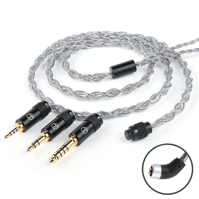 TRN Sea Serpent 3 In1 2.5+3.5+4.4mm Replaceable Audio Jack 4 Core Copper Silver Mixed QDC Plug Upgrade Hifi Earphone Cable