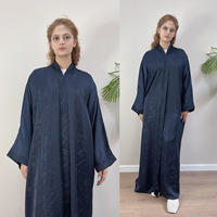 Vêtements islamiques en tissu à texture métallique personnalisés en gros, Abaya à ouverture frontale, manches larges, kimono avec boutons, vêtements pour femmes