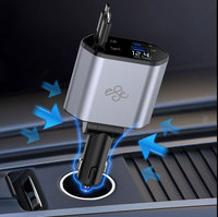 Cable Cargador de Coche Retráctil 4 en 1 Tipo-C, Adaptador de Carga Rápida de 35W con Protección PD, OTP, OVP y OCP, Superventas