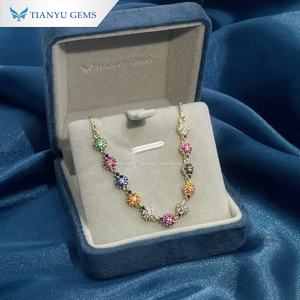 Tianyu Gems Colorful Zircon Flower Design Copper <b>Bracelet</b> and Trendy Boho Fashion Jewelry for Women - Product Image 3