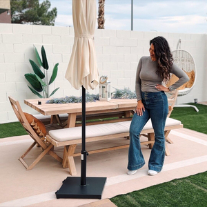 Support de parasol JH-Mech pour extérieur, multi-usages, facile à déplacer, avec roues, capacité de 43 lb, base carrée robuste pour parasol de patio - Product Image 3