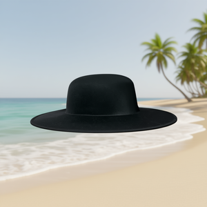 Cappello Catrina con tesa larga e copricapo rotondo in tessuto solido per coprire il costume da bagno - Product Image 2