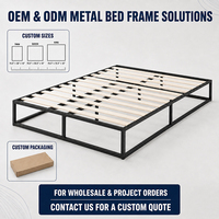 Lit en métal durable, taille double, base de lit en fer, cadre de lit en métal avec support à lattes en bois