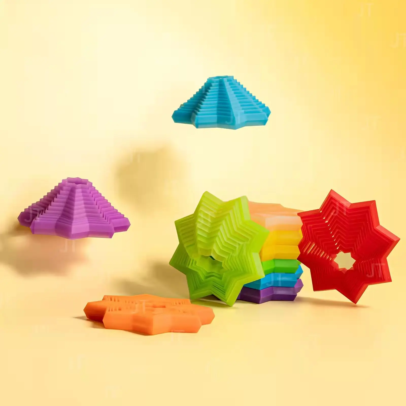 Hecion ของเล่นเด็ก3D Fidget,ของเล่นเด็กเมจิกสตาร์หลากหลายของเล่นฝึกภาพสเตอริโอดาวตก