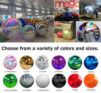 Boule à miroir gonflable Grandes boules brillantes Iridescence Sliver Boule à miroir flottante réfléchissante Ballon publicitaire gonflable en PVC