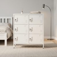 Armoire de rangement métallique moderne robuste à 6 portes avec pieds pour bureau, salon et hôpital