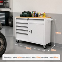 Armoire à outils industrielle roulante avec plateau en bois massif, 5 tiroirs, roulettes robustes, personnalisable OEM/ODM pour garage de réparation automobile et atelier