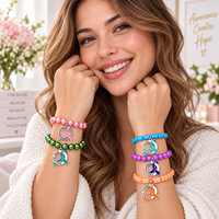 Bracelet Ruban de Sensibilisation aux Maladies : Cancer du Sein, Paralysie Cérébrale, Fibromyalgie, Maladie d'Alzheimer, Multiple Sclérose - Bijoux Ruban