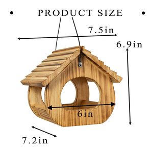 Mangeoire à oiseaux suspendue en bois pour cardinaux et pinsons - Nid d'oiseaux d'extérieur pour bleuets avec plateau à vers de farine, 7,5 x 7,2 x 6,9 pouces - Product Image 2