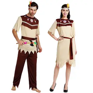 Conjunto de disfraz nativo de Halloween para mujer, disfraz de princesa nativa doncella india, disfraz de cosplay para mujer, 2017