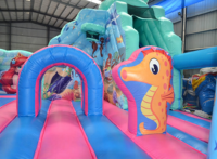 Château gonflable sur le thème de l'océan pour enfants, avec tunnel d'obstacles, pour jeux en plein air, location commerciale