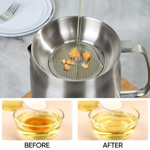 Pot de filtration d'huile en acier inoxydable 304 pour cuisine domestique, panier de friture profonde, pot de stockage d'huile de cuisson multifonctionnel avec couvercle - Product Image 4