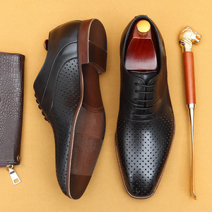 Sandalias de Vestir, Zapatos Casuales de Negocios con Perforaciones, Zapatos Oxford de Cuero con Punta Cuadrada, Transpirables y Antideslizantes para Hombre, Verano - Product Image 2