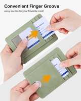 Porte-cartes de crédit en daim synthétique avec logo personnalisé, style épuré, avec de nombreux compartiments pour cartes, pochette pour cartes pour femme