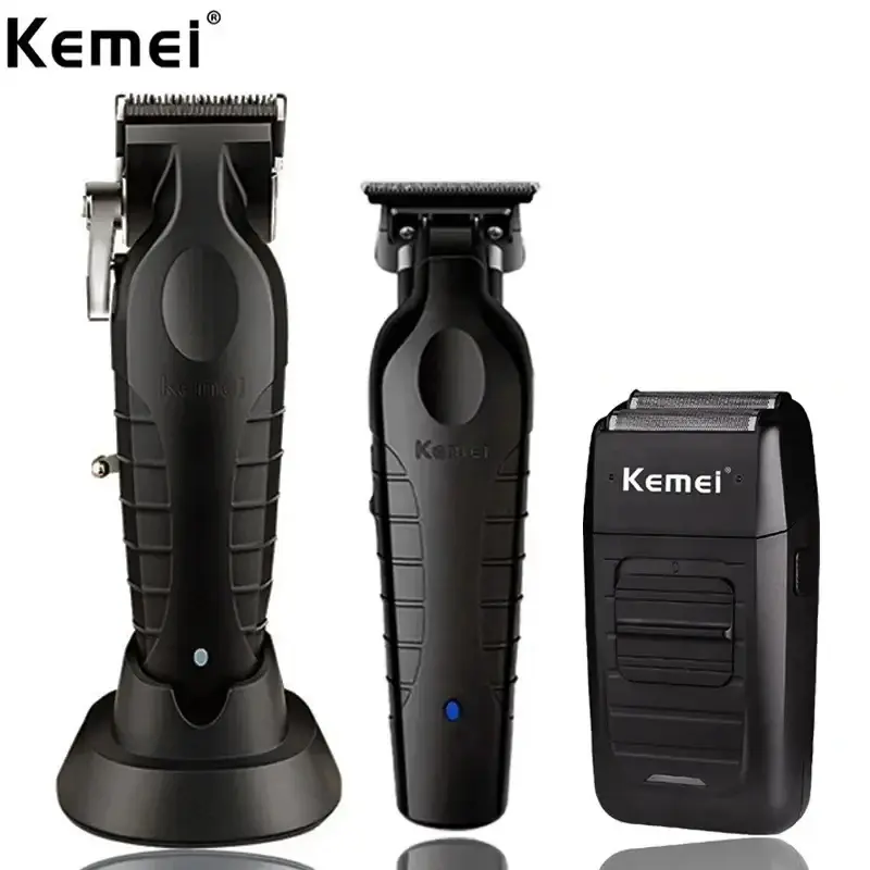 KEMEI Set pemangkas rambut elektrik nirkabel, Set pemotong rambut profesional, USB, dapat diisi ulang daya, km-2299