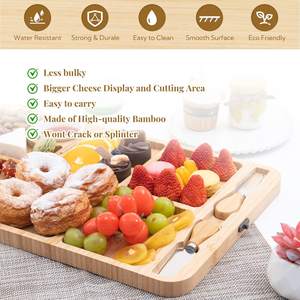 Plateau à fromage en bambou pliable et Portable pour pique-nique en plein air, plateau à fromage et couteau pour confiserie - Product Image 5