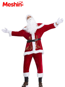 Disfraz de Navidad para Mujer y Niña, Traje de Santa Claus con Estampado Navideño, Sombrero, Chal, Top, Pantalones, Cinturón, Botas, Manoplas, Barba y Peluca - Product Image 3