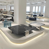Nouvelle table basse de luxe en marbre noir rose, design flottant minimaliste italien, avec cadre en acier inoxydable