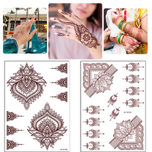 Tatuaje Temporal de Henna Estilo Indio Marrón Rojizo Impermeable con Película Protectora Talla Única Impresión Digital para Mujeres Fiesta de Boda - Product Image 1