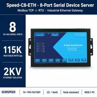 OURSPEED Modbus TCP a RTU, Gateway Industrial Ethernet, 8 Puertos Serie a Ethernet, Speed C8-ETH
