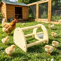 Jouet pour poulets avec miroir, structure d'arche en bois, triple barre, ensemble de jeu pour poussins pour poulailler intérieur et enclos à volailles